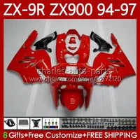 Bodyork Glossy Red BLK Zestaw do Kawasaki Ninja ZX-9R ZX900 ZX 9R 9 R 900 CC 1994-1997 Bodys 100NO.11 ZX9 R 900CC ZX-900 ZX9R 94 95 96 97 ZX900C 1994 1995 1996 1997 OEM OEM