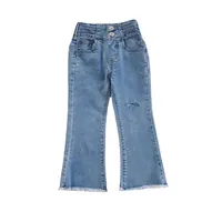 HoneyCherry Girls High талия вспыхнутые джинсы детские сплошные цветные талии джинсы девушки леггинсы детская девушка одежда детей леггинсы 211224