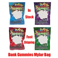 Dank Gummies Mylar Bag Edibles Retail Zip Lock Packaging Worms 500MG Bears Cubes Gummy for Dry Herb Tobacco Flower Vape Many In a45