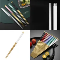 304 Stainless Steel Chopsticks Pature 24cm Hem Tillbehör Ny godis färg Nonslip Chopsticks Home Poorware Hotel Dinnerware 115 K2