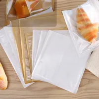 Wegwerpbrood Toast Verpakkingstas Food Grade Kraft Paper Oil Repellent Transparent Opening Bakken Packaging Tassen