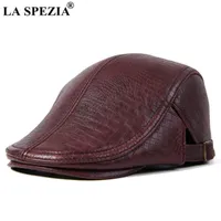 La Spezia Beret Hat 남성용 가죽 평면 모자 부르고뉴 악어 진짜 가죽 Newsboy 빈티지 남성 겨울 Duckbill Hats1