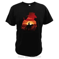Erkek T-Shirt Ölü Kefaret T Gömlek oyunu Kırmızı Günbatımı Dijital Baskı Camiseta Kovboy Sürme Hollandalı der Linde Tshirt Tees1