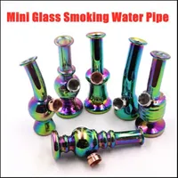 Mini Glass Bong Recycler Dab Rig Water Bongs Glass Rainbow Color Smoking Hand Pipes Water Pipes 4.9 Inches253L