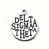 Encantos vintage delta sigma theta sorority gravado letras gregas pingente charme jóias1
