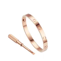 Love screw Bangles 316L Titanium steel Luxury cz stone screwdriver carter bracelets for women men bracelets with bag
