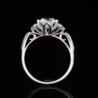 Elegant Flowers Moissanite Rings White D Color 1ct Diamond S925 Silver Wedding Luxurious Jewelry Drop