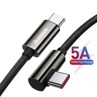 Elbow Indicator Light PD 100W 5A USB Type C Fast Charging Cables for MacBook Pro Xiaomi Huawei Samsung S20 Data Transmission Type-C Device Universal