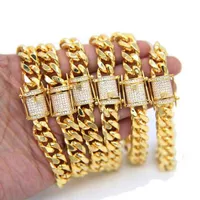 Earrings & Necklace European USA Miami Bracelet Men Jewelry Wholesale Gold Color 21CM/18.5CM Cuban Link Chain Bracelets 2021 Est Jewellry