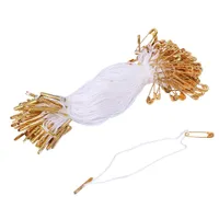 1000 stks 10.5 cm wit hang tag string met gouden messing veiligheidsspeld Geschikt voor kledingstuk S68HP W3BEK