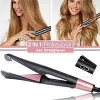 2 In 1 Electric Hair Straightener And Curler Crimping Iron Fast Heating Tourmaline Ceramic Spiral Waver Styling Tools 220124