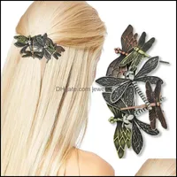 Hårklipp Barrettes Smycken Dragonfly Barrette Animal Accessoarer Updo Head Piece Clip Dress Snap Pin Bröllop Tribal Retro Statent Present