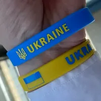 Azul amarelo ucraniano bandeira pulseira apoiar braceletes de borracha de borracha ucrânia eu ficar com esportes ucranianos elásticos silicone pulseira pulseiras em stock 0311
