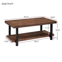 US Stock U_style Möbler Idustriell Kaffebord Solid Trä + MDF och Järnram med öppen hylla A00 A24