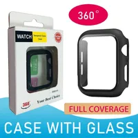 Caso Matte Hard Watch con protector de pantalla de vidrio para serie 5/4/3/2/1 Cobertura completa 38 40 42 44mm Flash Deal