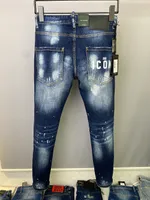DSQ Kot Erkek Lüks Tasarımcı Kot Sıska Yırtık Serin Guy Nedensel Delik Denim Moda Marka Fit Jean Erkekler Yıkanmış Pantolon 61269