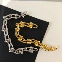 S925 Silver Electroplating 18k Gold Charm Bracelets Men and Women Couples Luxury Thick Chain Fashion All-match Bracelet