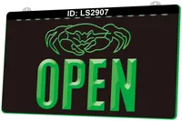 LS2907  Seafood Crab Chinese Restaurant Open Light Sign 3D Engraving LED Wholesale Retail