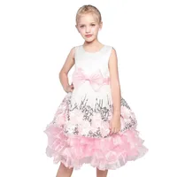 Flower Girl Dress Dress Pink Bow Tie Paese Party di nozze 2020 Abiti da principessa estate Abiti per bambini Vestiti per bambini Pageant Sundress Vestidos1