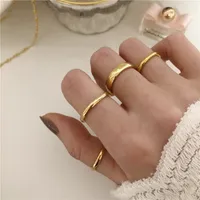 Anillos de oro anchos pulidos delgado anillos geométricos de acero de titanio para mujeres Redondo Círculo Minimalista Anillo 2020 Nuevo