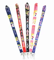 Small Wholesale 20pcs Japan Anime Sailor Moon Lanyard Neck Strap Clip Black Stripe for Car Key ID Card Mobile Phone Badge Holder