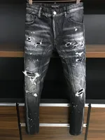 DSQ Kot Erkekler Kot Erkek Lüks Tasarımcıjeans Sıska Yırtık Serin Guy Nedensel Delik Denim Jean Moda Marka Fit Jeans Erkekler Yıkanmış Pantolon 6869