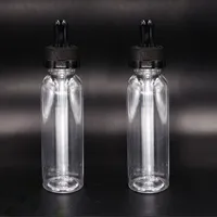 60ml E-Cig E liquide Bouteilles en verre translucide Dropper PET bouteille vide E jus Black Cap Fit E Cigarette DHL gratuit