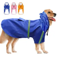 Impermeable grande del perro ropa impermeable Chaqueta Snowproof admiten lluvia Mono S-5XL encapuchada del perro ropa para lluvia de PU