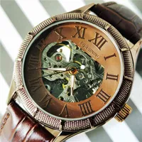 Forsining Skeleton Watch Transparent Roman Number Watches Hombres Relojes mecánicos de lujo para hombres Relojes de pulsera Steampunk