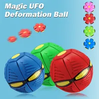 Elastic Flat Deformation Ball Outdoor Training Toys Magic Vent Funny Throw Toy Exploding Flying Saucer Deforming 220218
