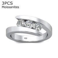 Szjinao 100% 925 Sterling Silver 0.3ct 3 Stones Engagement Ring For Women Female Diamond Jewelery With 3 Certificates 220223