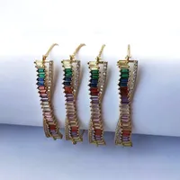 Link, ketting 5 stks Rainbow Cubic Zirconia Bangle voor Vrouwen Captivate Bar Slider Briljante CZ Armband Fashion Vrouwelijke Sieraden BG3031