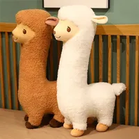 Furry Plush Llama Alpaca Toy Stuffed Soft Long Lifelike Sheep Hug Throw Pillow Animals Nap Sleeping 220115