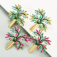 Monili di cristallo di Coconut Tree Orecchini coreano elegante di colore Rhinestone di lusso imbottito Dichiarazione orecchini femminile festa Brincos
