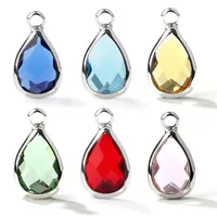 Nuevos de la llegada 12 de los colores DIY Encantos Cristal piedra del Dangles para la joyería collar de la pulsera transparente fabricación de vidrio joyería de los accesorios de bricolaje