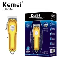 Kemei Berber Dükkanı Tıraş Makinesi Şarj Edilebilir Cuter Saç Düzeltici Cliper Adam Ayarlanabilir Bıçak Jilet Saç Kesimi Makinesi Clipper KM-134 Giyotin236Q