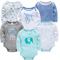 Kavkas Baby Boys Girls Bodysuit 6 PCS 3 Long Sleeve 100% Cotton Clothes 0-12 months born body Jumpsuit Clothing 220122