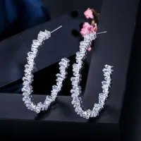Роскошный обруч серьги дизайнер для женщины 925 серебряный пост AAA Cubic Zirconia медные ювелирные изделия розовые позолоченные белые CZ серьги девушки женщины валентинок день подарок