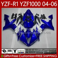 Carrosserie de moto pour Yamaha YZF-R1 YZF R 1 1000 CC 2004-2006 Bodys 89NO.17 YZF1000 YZF R1 1000CC YZFR1 04 05 06 YZF-1000 2004 2006 Kit de carénage OEM Blue Bleu Bleu