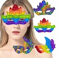 Party Mask Fidget Toy Rainbow Masquerade Bollar Fancy Dress Masks Blindfold Facemask Halloween Jul Prom239F