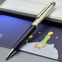 Blauwe Prins Promotie Petit en Silver Ballpoint Pen / Roller Bal Pennen Exquisite Office Briefpapier 0.7mm Inkt Pennen voor kerstcadeau Geen doos