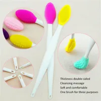 Face Silicone Brush Exfoliating Nose Clean Blackhead Removal Brush Double-sided Facial Cleanser Brush Skin Care Tool TSLM1