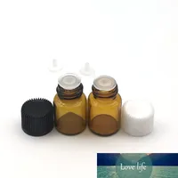 100 stücke 2cc ätherische Ölglasflasche mit Öffnung Reduzierer siamesischer Stecker Parfüm-Probe-Flaschen 2ml Bernsteinfläschchen
