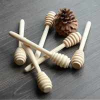 100pcs/lot 14cm Length Wooden Honey Stirring Stick Wood Spoon Dipper Party Supply1 Wholesale-