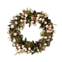 Рождественский цветок венок розовая гирлянда с элегантным лучшим для домашней стены двери и украшения стенды свадьба1