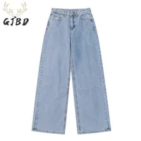 Women's Jeans Wide Leg Casual Streetwear Femme High Waist Trouser Vintage Baggy Fashion Straight Mom Denim Pants 220225