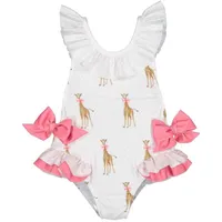 2020 verão nova menina swimwear com chapéu crianças desenhos animados girafa arco crianças cute roupa de banho 2-7Y E60181