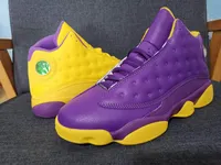 Jumpman Air jordan 13 de púrpura violeta de deportes amarillo diseñador de los hombres de baloncesto zapatos de buena calidad 13s Mandarín entrenador de pato con cuadro