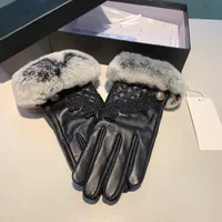 ラグジュアリークラシックファッション女性5本の指の手袋秋冬屋外サイクリンググローブビンテージブラックシープスキンミトン