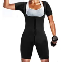 Cuerpo completo de mujer esculpido de neopreno deportes sauna ropa corsé medias adelgazando botón negro grasa quemador sudor delgado